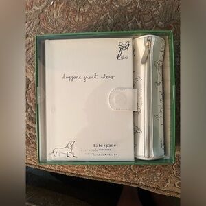 NIB Kate Spade Lined Writing Journal with Pen Case in Dog Party